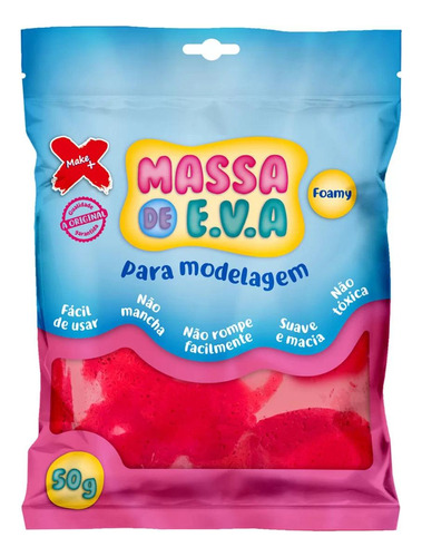 Kit C/ 6 Massa De Eva Vermelha 50g - Make+ - Massa De Alta