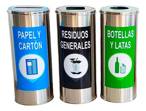 Estacion De Reciclaje X3 Cestos Puestos Eco Punto Verde Peru