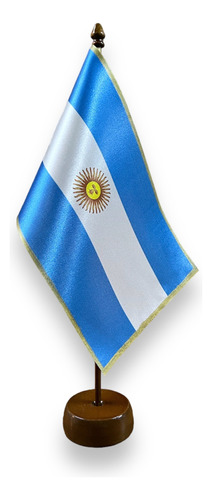 Bandera Argentina De Escritorio C/base Madera *altura 40cm *