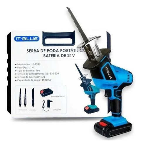 Mini Serra Poda Elétrica Portátil 21v Com 2 Baterias