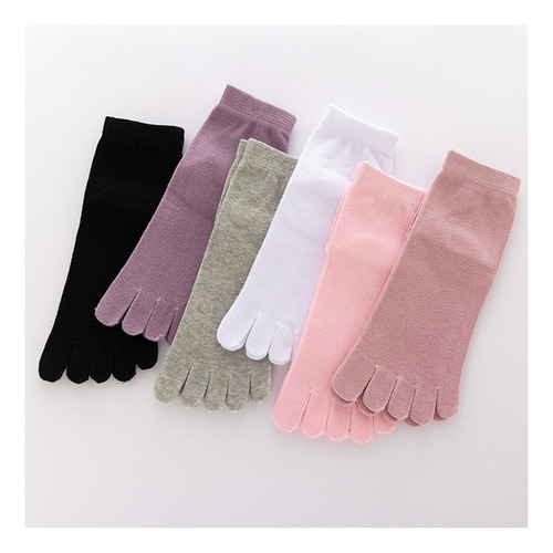 5 Pares De Calcetines De Algodón Femeninos Con Cinco Dedos