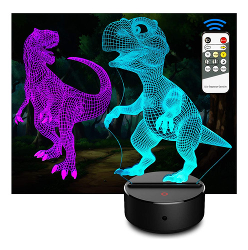 2 En 1 Dinosaurio 3d Ilusin Lmpara  16 Colores Cambiantes To