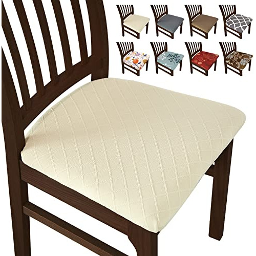 Fundas Elásticas Asiento De Comedor Pack De 6, Beige C...