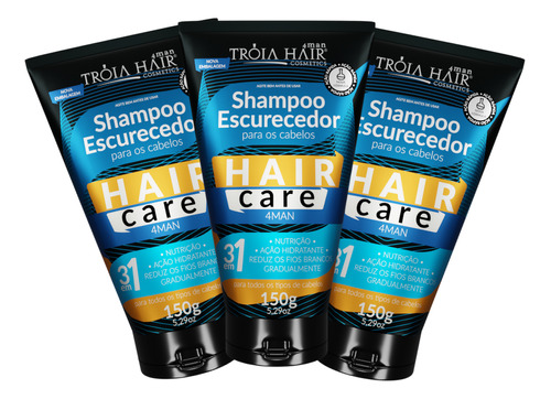  Kit 3 Shampoos Matizador Black Troia Hair Grisalhos Unissex