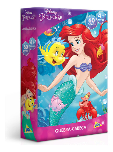 Quebra Cabeça Puzzle Disney Princesa Ariel 60 Peças Jak