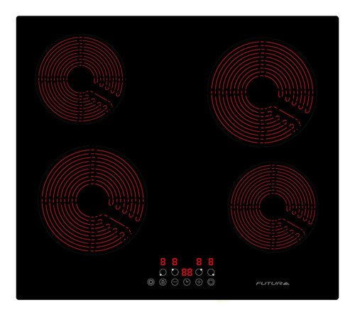 Anafe Vitrocerámica 4 Zonas Futura Fut-pv4z Color Negro