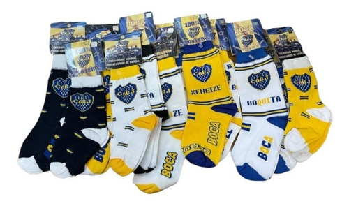 Pack X 6 Par Medias Infantiles Boca Juniors Licencia Oficial