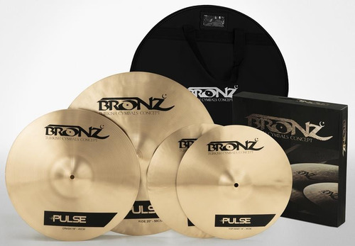 Kit De Pratos Bronz Cymbals Pulse Com Bag, Crash 16, Ride 2