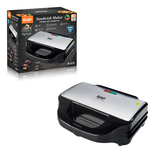 Tostador De Pan Waflera Sandwichera 3 En 1 R.579 1200w Color Negro