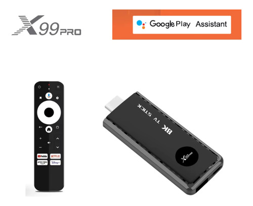 Streaming Tv Stick X99 Pro 4k Android Voz Google Assistant Negro De Voz