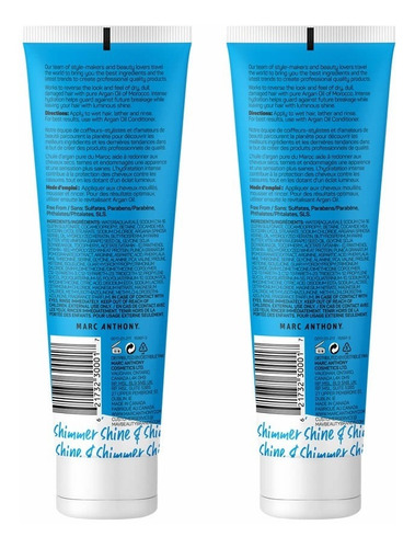 2pack Marc Anthony Shampoo Argan Hidrtación Controla Frizz