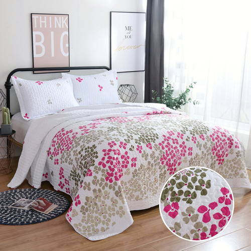 Cubrecamas Queen Rosa Quilt Cover 2 Plazas Fundas Haussman