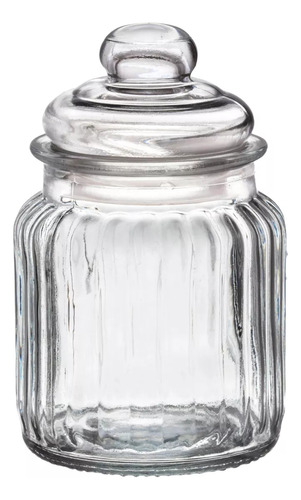 Frasco Brocalito Labrado Vidrio Con Tapa 300ml Astriado 0601 Color Transparente