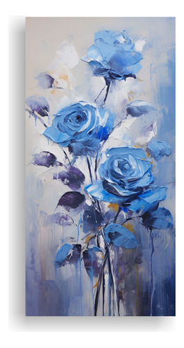 25x50cm Cuadro De Rosas Azules En Lienzo Estilo Estilo Óleo