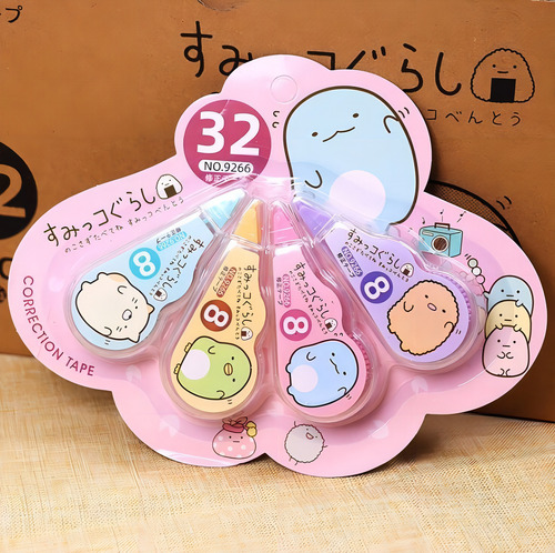 Paquete De 4 Pzs Cinta Corrector Kawaii 5 Mm X 8 M