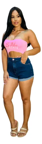 comprar Short Jeans Feminino Com Lycra Levanta Bumbum Destroyed