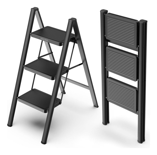 Escalera De 3 Escalones, Taburete Plegable Con Pedales Antid