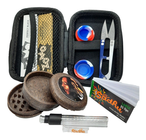 Imagem 2 de 4 de Kit Estojo Case + Seda De Vidro + Dichavador + Tesoura