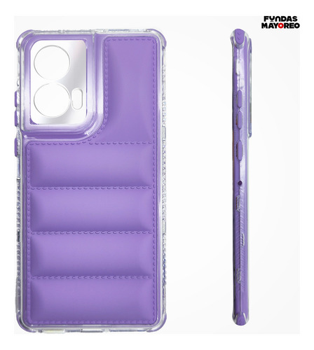 Funda Puff Moto Edge 50 Fusion Con Mica Lila