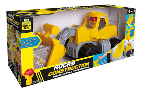 Carrinho De Brinquedo Carregadeira Rocks Construction Amarelo e cinza Samba Toys