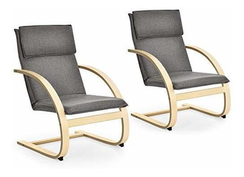 Mueble - Giantex - Juego De 2 Sillones De Madera Curvada Con