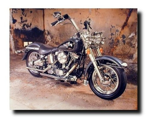 Vintage Harley Davidson Negro Motocicleta Pared Decoración A