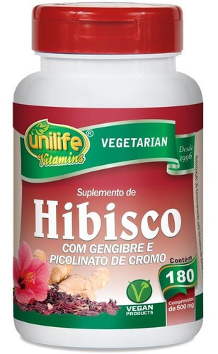 Kit Com 3 Hibisco Com Gengibre 180 Comprimidos Unilife