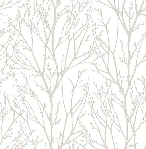 Nuwallpaper Nu2394 Treetops Papel Pintado Peel Y Stick Blanc
