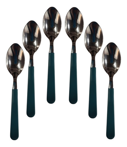 Cuchara De Mesa X6 Carol Línea Home Mango Plástico Cubiertos Mango Azul Petróleo