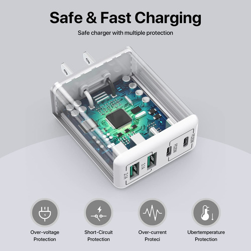 Cargador De Pared Usb C 40 W 4 Puertos Usb C Bloque De Carga