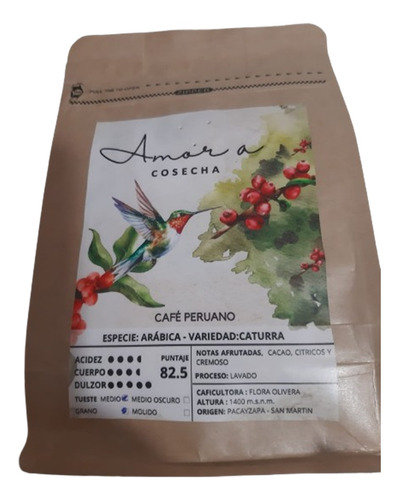 Cafe Caturra En Grano De Especialidad 250 Gr 82.5 Ptos.