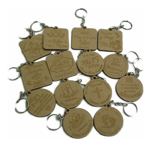 Imagen 4 de 5 de Llaveros De Madera Boda Regalo 20 Pzs Grabado Láser