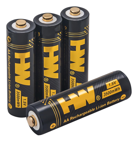 Hw Baterias Aa Recargables, Paquete De 4 Baterias De Iones D