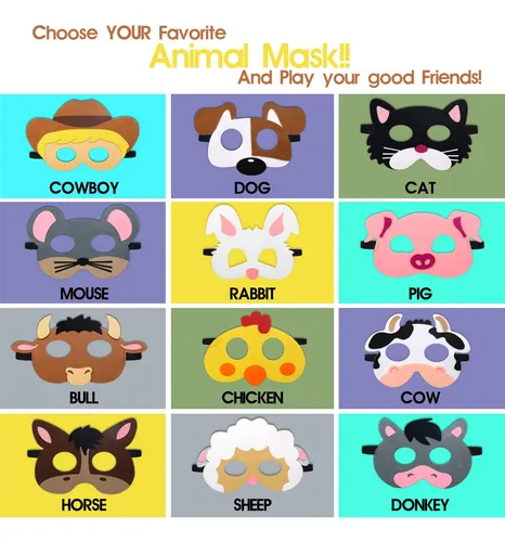 Ciyvolyeen Mascaras De Fiesta De Animales De Granja, Mascara