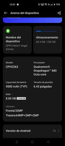 Celular Oppo Reno 7 256gb