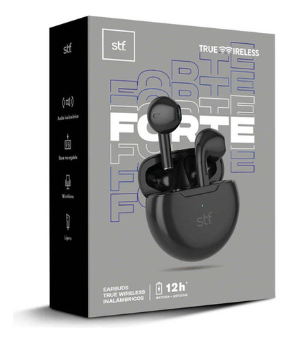 Audífonos Stf Tws Forte F1 In-ear Negros Con Luz Led