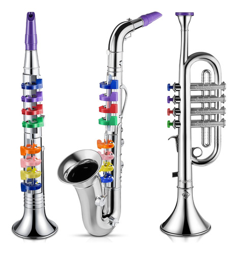 Set De 3 Saxofones Para Niños Instrumentos Musicales Toy Sa