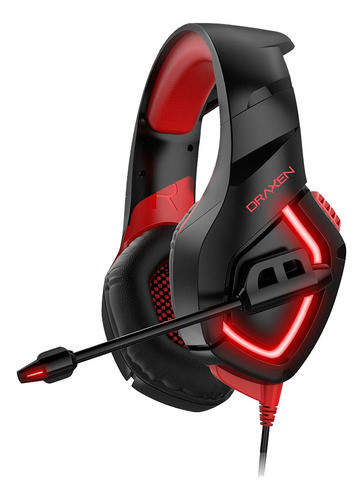 Fone Gamer Headset Draxen Dn100 Preto-vermelho Led Vermelho