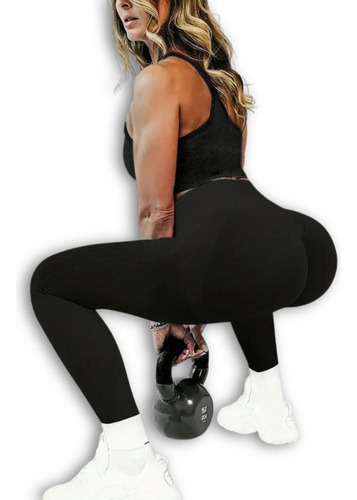 Calça Legging Preta Básica Sem Costura Lisa Sem Bolso