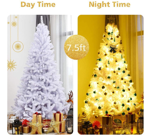 Árbol Navidad Artificial Blanco Pvc Sin Luz Fácil Montaje In