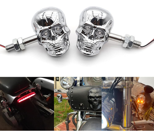 Cabeza De Calavera Led Ámbar (plata)
