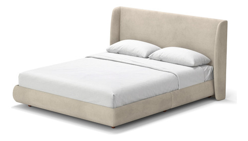 Cama Queen Base Estofada Boucle Com Cabeceira Slim Damie