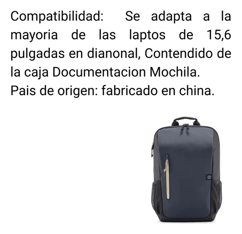Mochila Para Portátil Hp Travel De 15.6 Y 18 L Bng