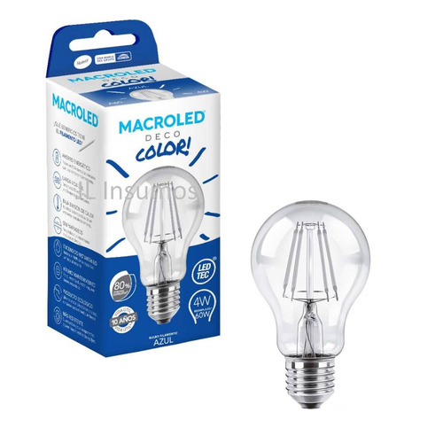 Pack 10 Lampara Filamento Led 4w E27 Vintage Azul