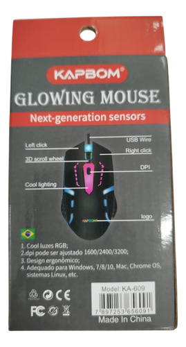 Mouse Gamer Rgb Com Fio Usb 3200dpi Ka-609 - Kapbom