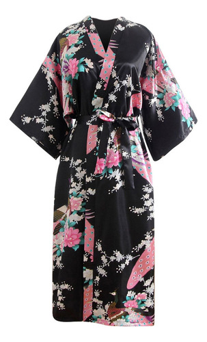 Qianyuu Bata De Baño Con Estampado De Kimono Para Mujer,