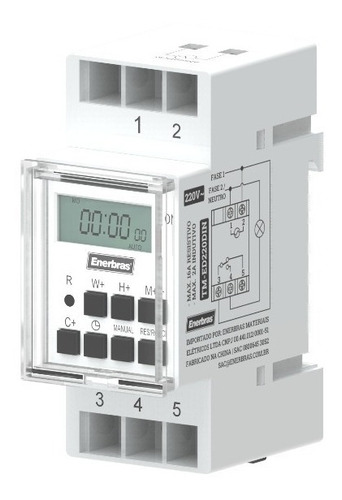 Temporizador Digital Para Trilho  Din  220v - Enerbras