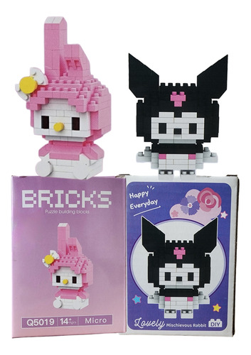 Set De Construcción 3d Bloques De Kuromi Y My Melody  Regalo