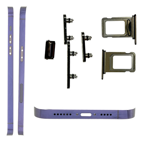 Carcasa Chasis S/ Ranura Sim Compatible Con Iphone 14 Promax Violeta