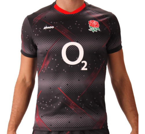 Camiseta De Rugby Inglaterra Tela Reforzada Premium Negra 